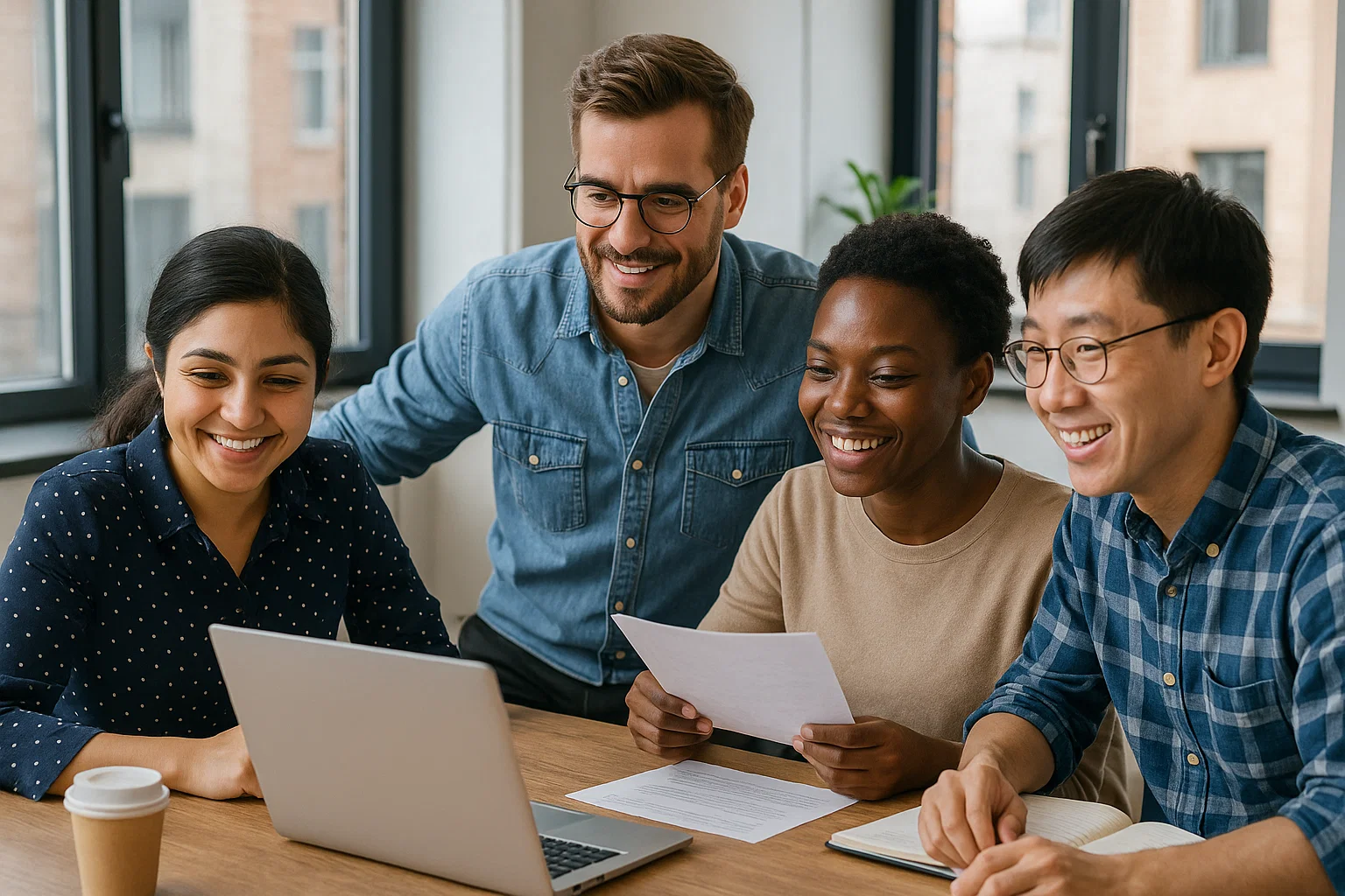 Atlas Corps fellows collaborating in global office
