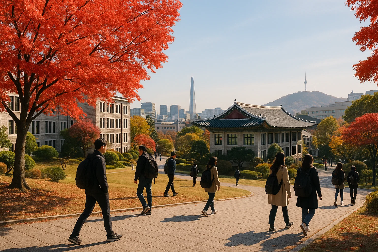 Korean university campus in autumn for GKS scholarship