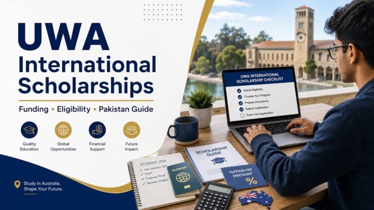 Student reviewing UWA scholarship options and funding checklist